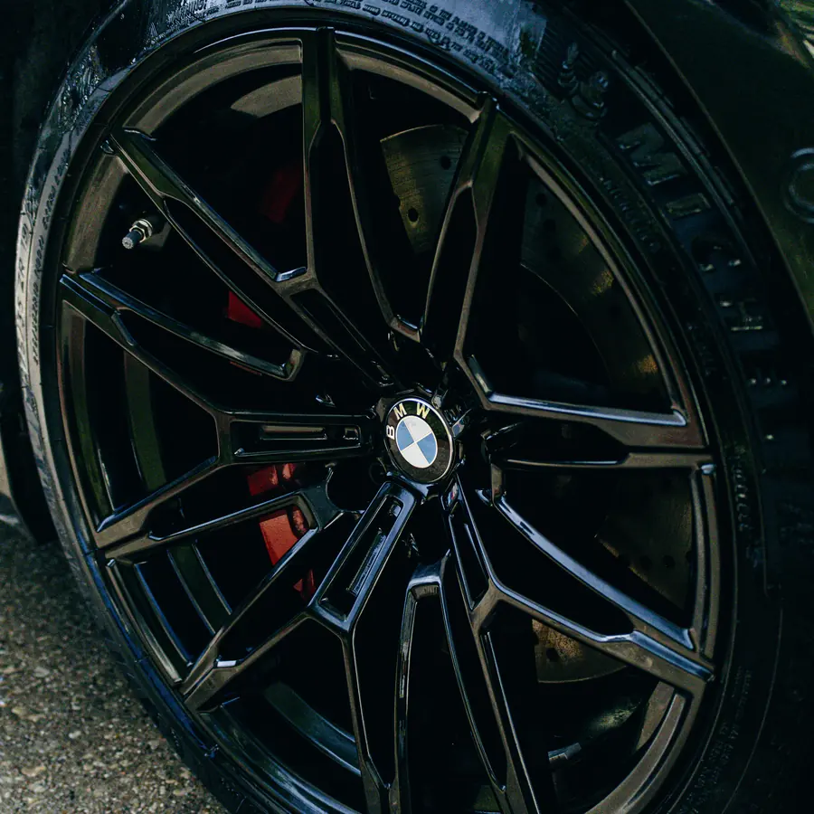 BMW wheel cleaned and dressed during detailing